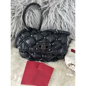 Valentino Garavani Spikeme Black Studded Leather Small Crossbody Bag New